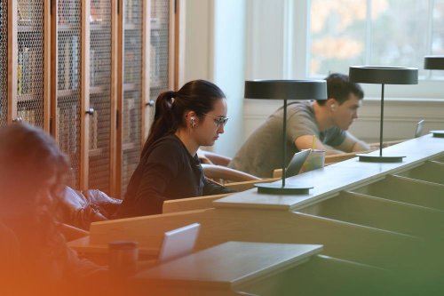Students studying in the library