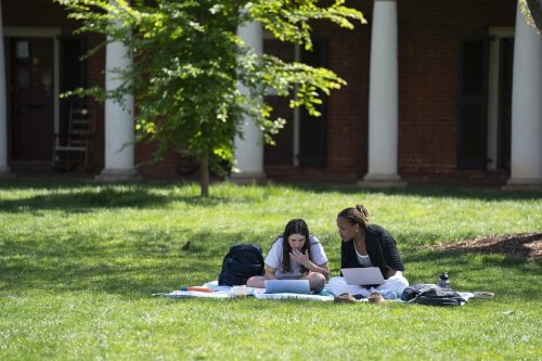 Two students on the Lawn