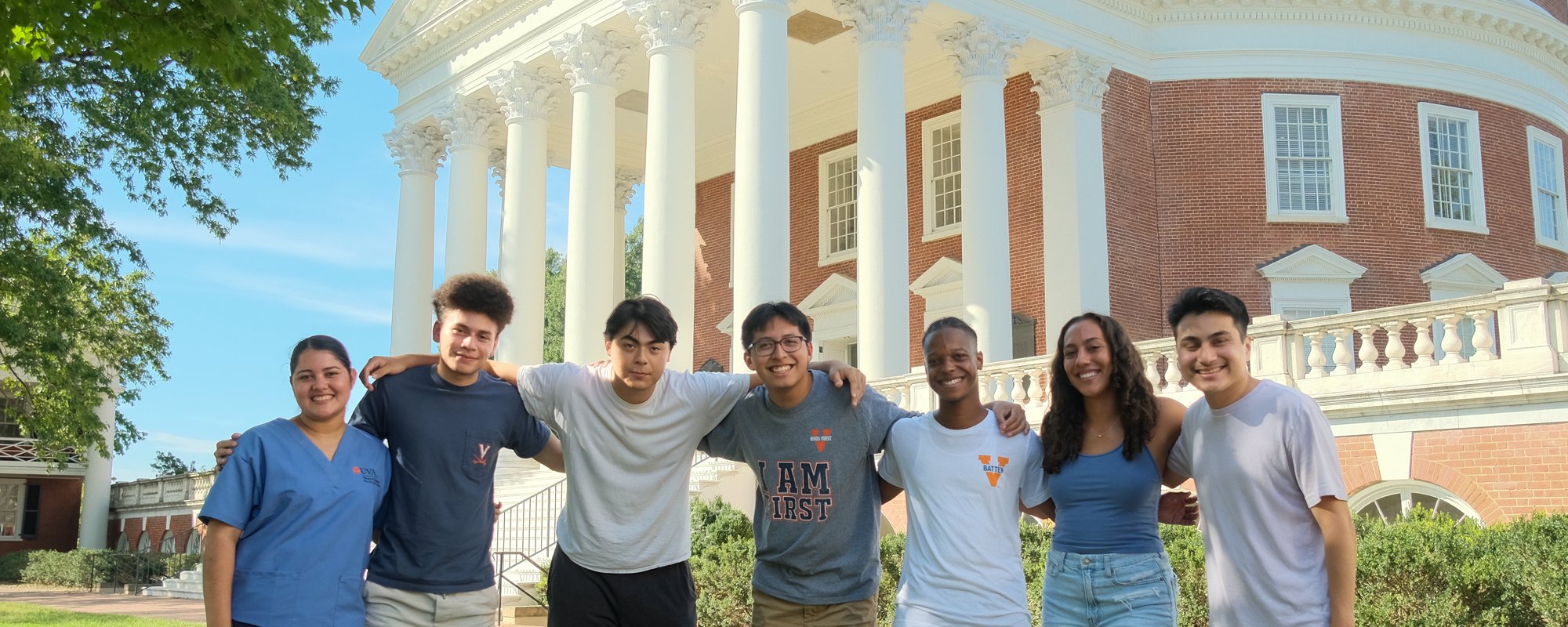First Generation students in front of the Rotunda at UVA